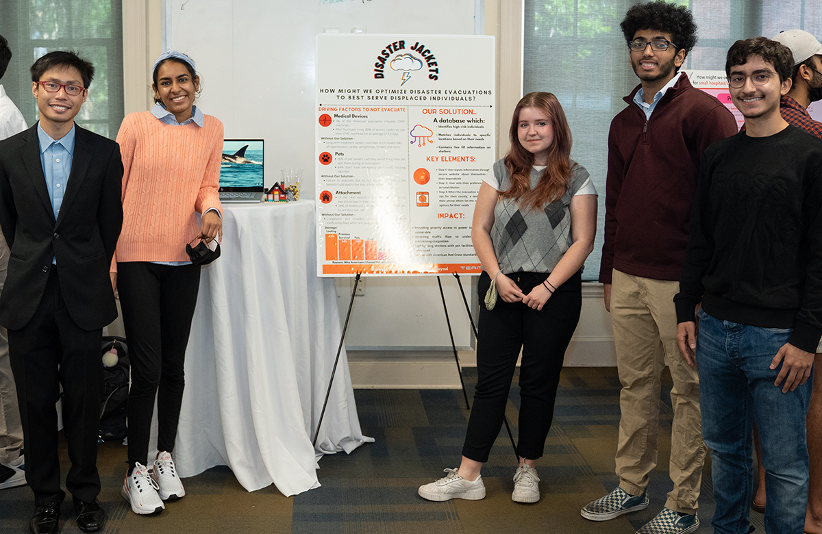 The Disaster Jackets team during their poster presentation.
