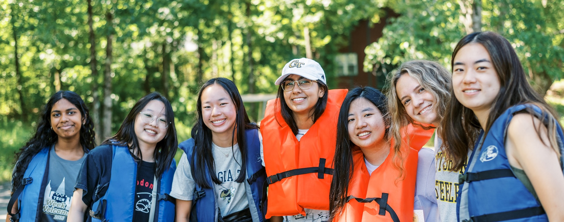 group of students in the woods